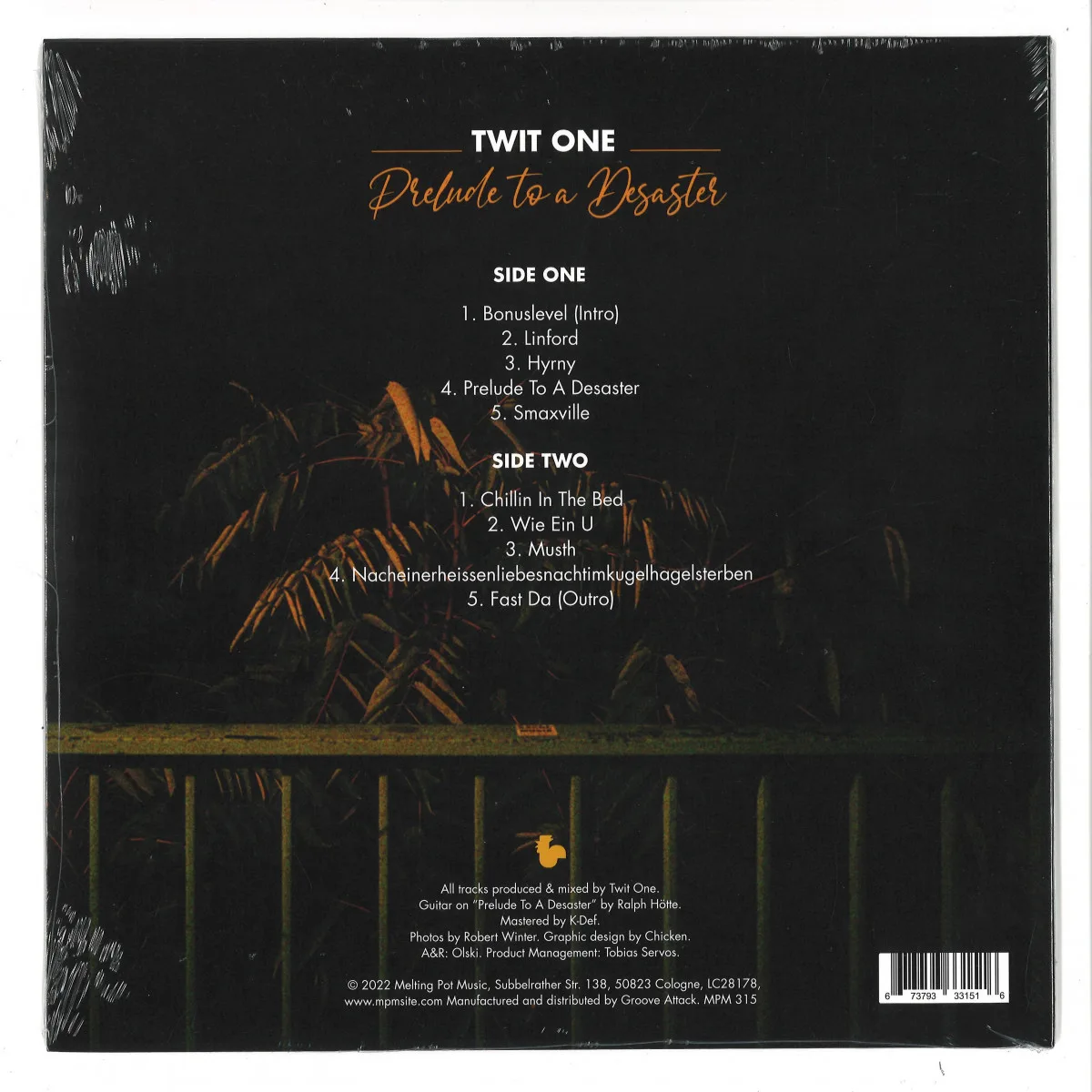 Back cover — Twit One — Prelude To A Desaster EP