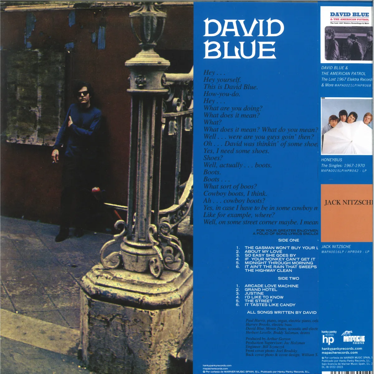 Обратная сторона обложки — David Blue — DAVID BLUE LP