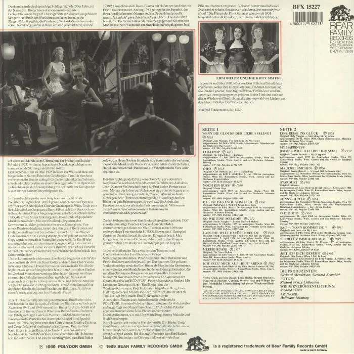 Обратная сторона обложки — Erni BIELER — Eine Reise Ins Gluck (reissue)