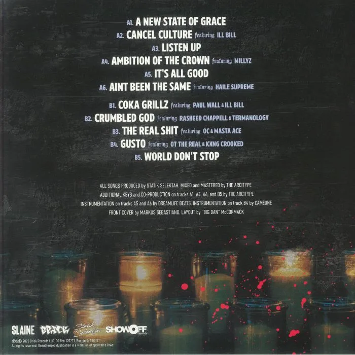 Обратная сторона обложки — SLAINE / STATIK SELEKTAH — A New State Of Grace
