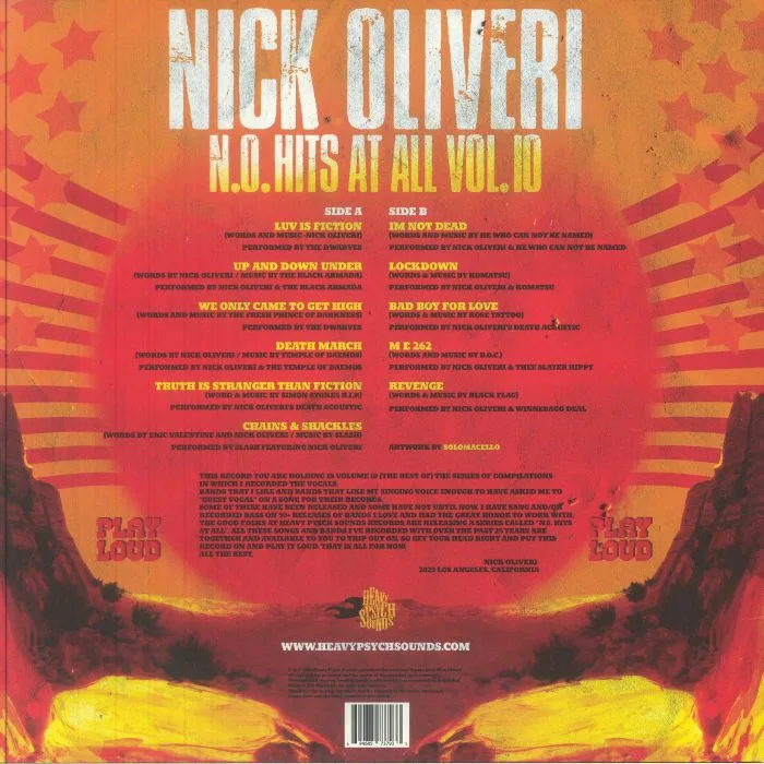Back cover — Nick OLIVERI — NO Hits At All Vol 10