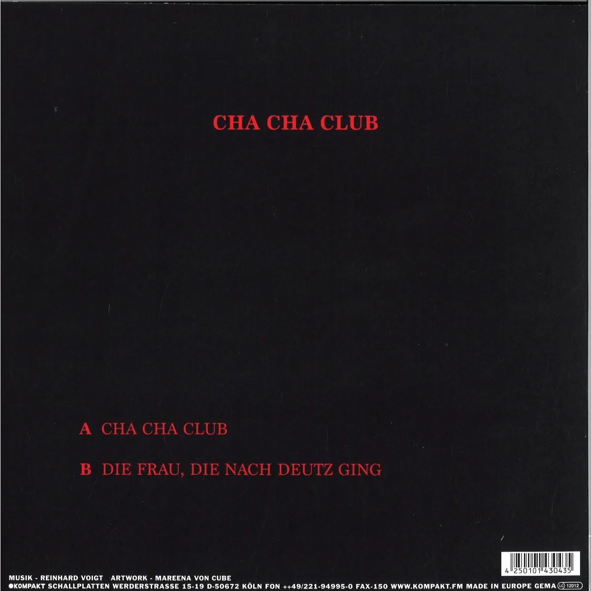 Обратная сторона обложки — Reinhard Voigt — Cha Cha Club EP