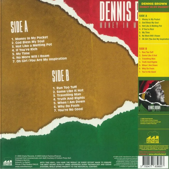 Back cover — Dennis BROWN — Money In My Pocket (reissue)