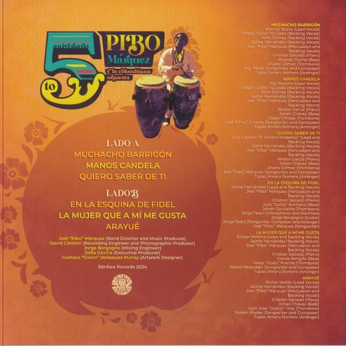 Back cover — PIBO MARQUEZ Y LA COLOMBIANA ORQUESTA — 5to Aniversario