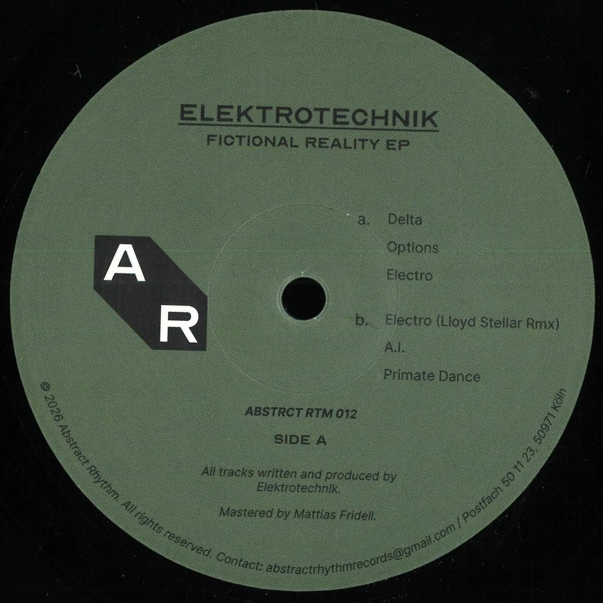 Front cover — ELEKTROTECHNIK — FICTIONAL REALITY EP