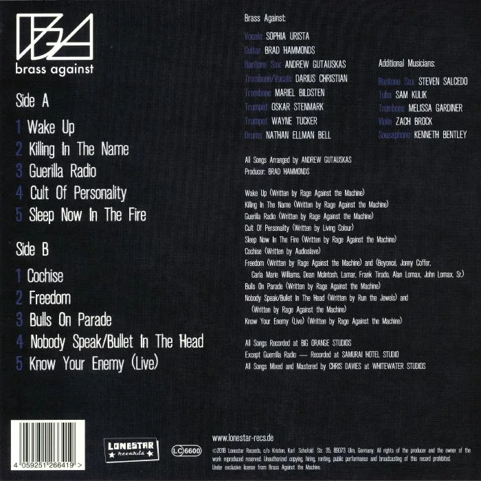 Back cover — BRASS AGAINST — Brass Against