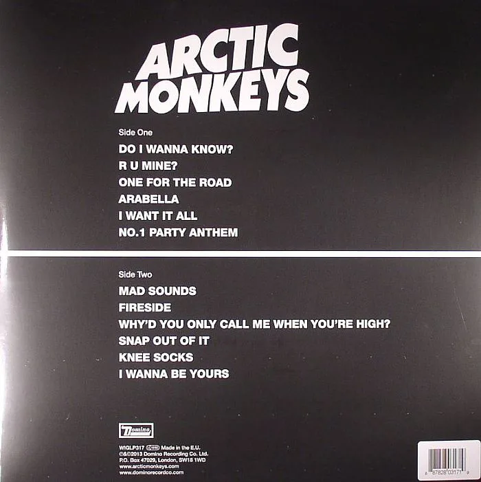 Back cover — ARCTIC MONKEYS — AM