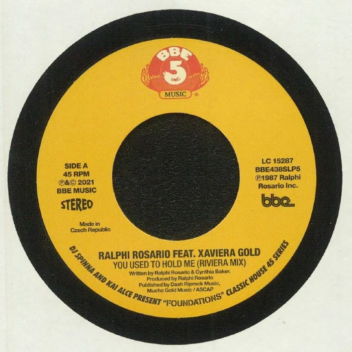 Front cover — DJ SPINNA / KAI ALCE / RALPHI ROSARIO — DJ Spinna & Kai Alce Present Foundations Classic House 45 Series Part 5: You Used To Hold Me