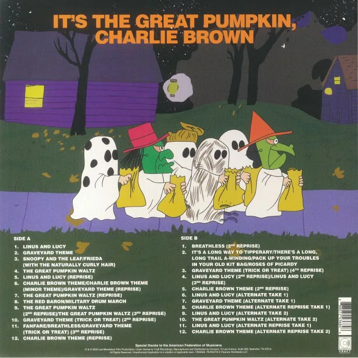 Обратная сторона обложки — Vince GUARALDI — It's The Great Pumpkin Charlie Brown (Soundtrack)