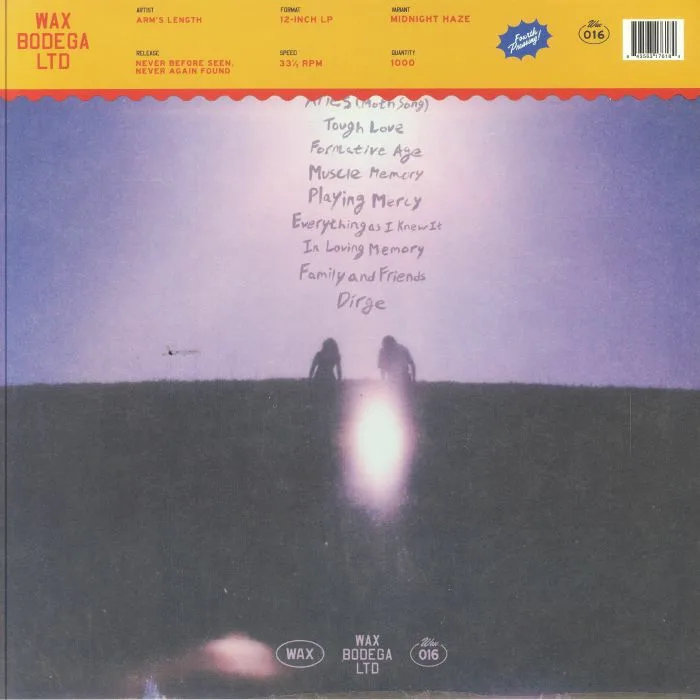 Back cover — ARM'S LENGTH — Never Before Seen Never Again Found
