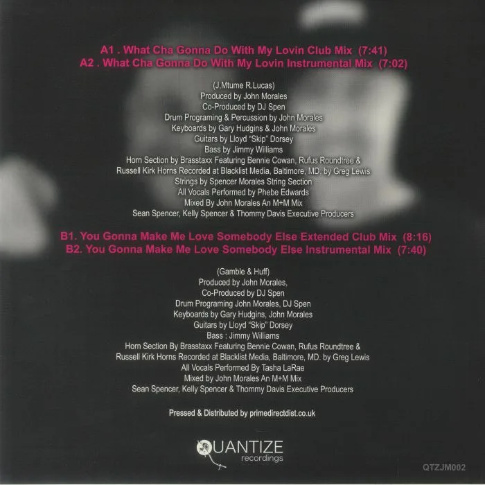 Back cover — Spencer MORALES feat PHEBE EDWARDS / TASHA LARAE — What Cha Gonna Do With My Lovin (B-STOCK)