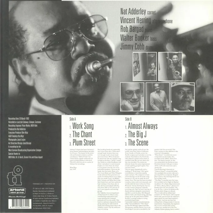 Back cover — NAT ADDERLEY QUINTET feat VINCENT HERRING — Workin'