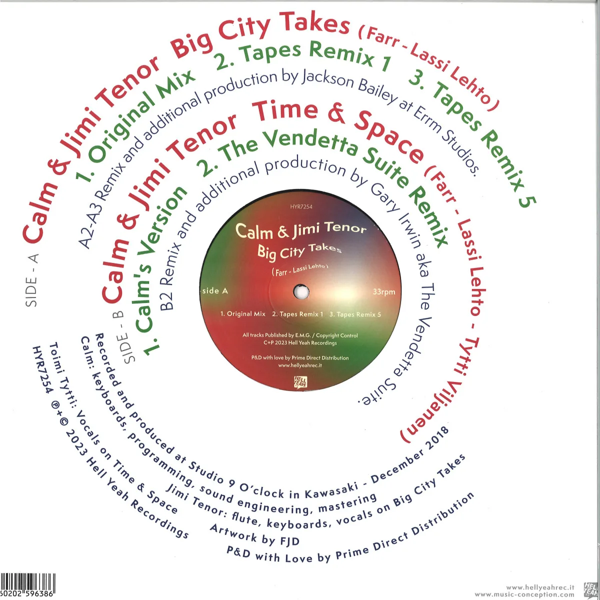 Обратная сторона обложки — Calm & Jimi Tenor — Big City Takes EP