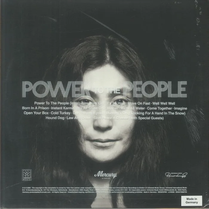 Back cover — John LENNON / YOKO ONO / THE PLASTIC ONO BAND — Power To The People