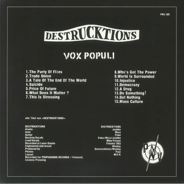 Обратная сторона обложки — DESTRUCKTIONS — Vox Populi