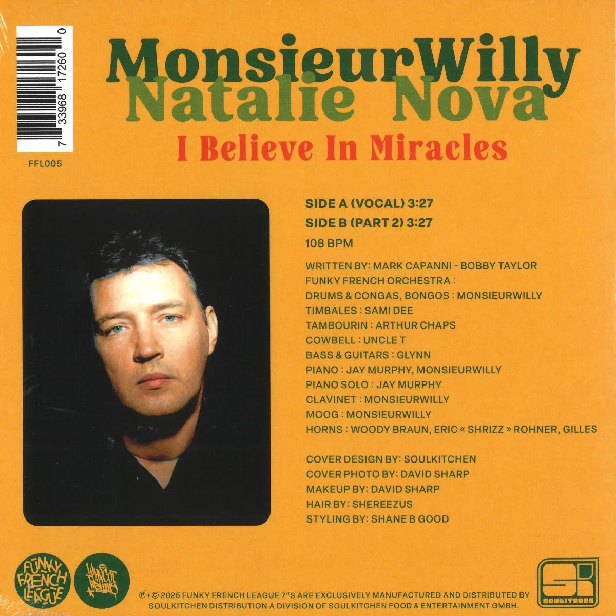 Back cover — MONSIEURWILLY & NATALIE NOVA — I BELIEVE IN MIRACLES