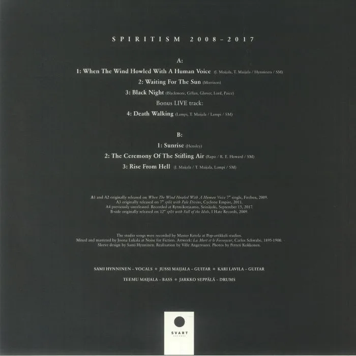 Back cover — SPIRITUS MORTIS — Spiritism 2008-2017