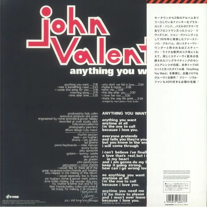 Обратная сторона обложки — John VALENTI — Anything You Want