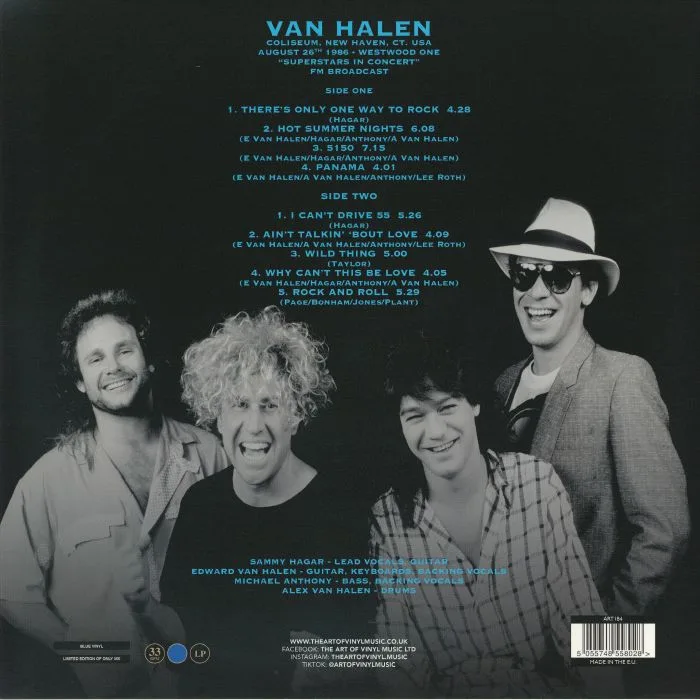 Back cover — VAN HALEN — Live In The USA 1986 FM Radio Broadcast