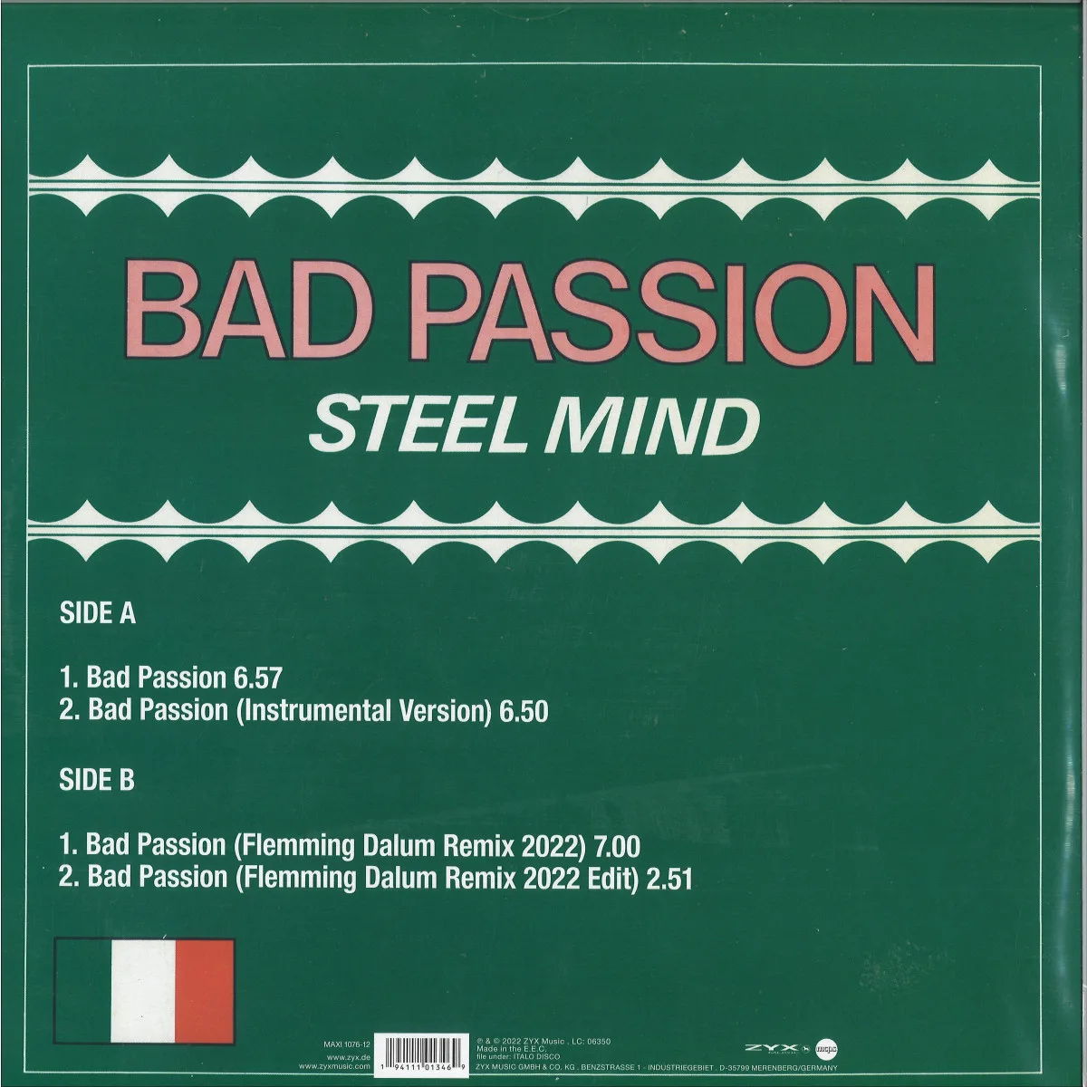 Back cover — Steel Mind — Bad Passion LP