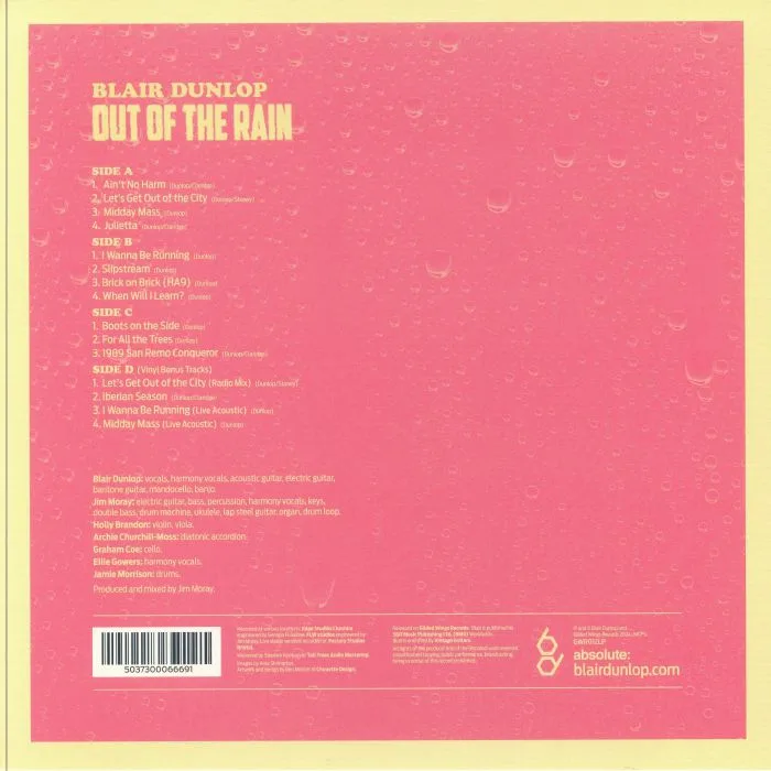 Back cover — Blair DUNLOP — Out Of The Rain