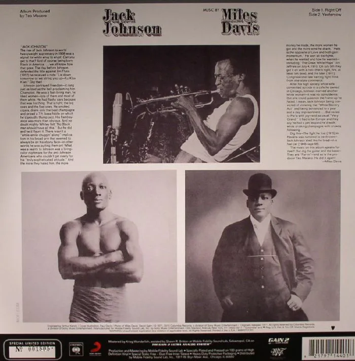 Back cover — Miles DAVIS — Jack Johnson (Soundtrack)
