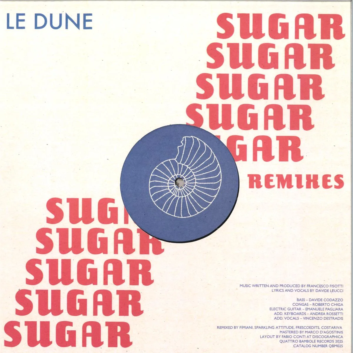 Обратная сторона обложки — Le Dune — Sugar Remixes