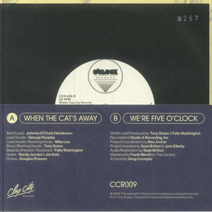 Back cover — FIVE O'CLOCK — When The Cat's Away (reissue)