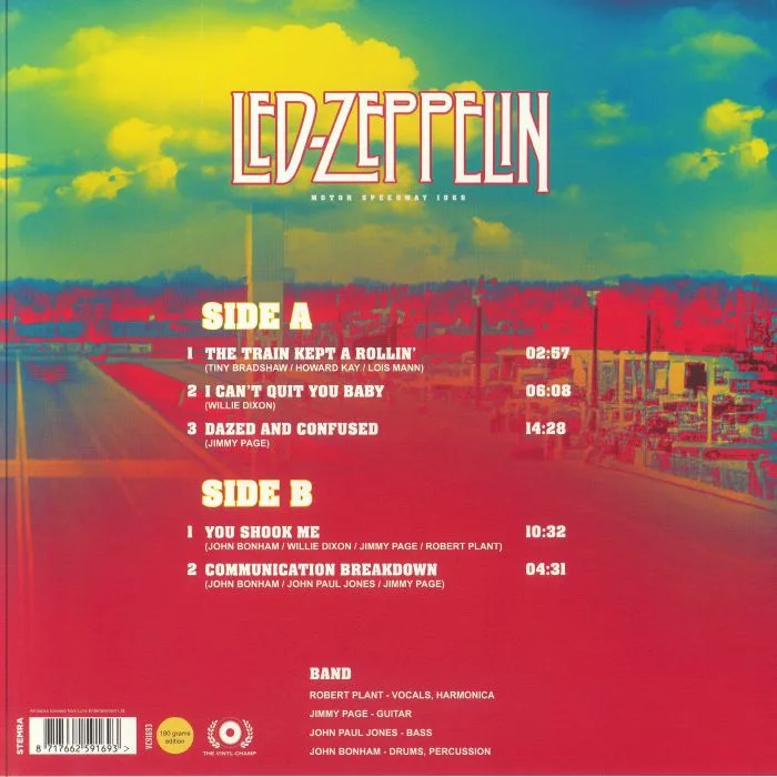 Обратная сторона обложки — LED ZEPPELIN — Motor Speedway 1969
