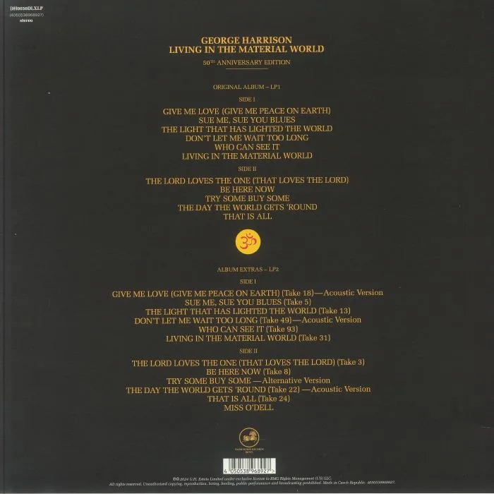 Обратная сторона обложки — George HARRISON — Living In The Material World (50th Anniversary Edition)