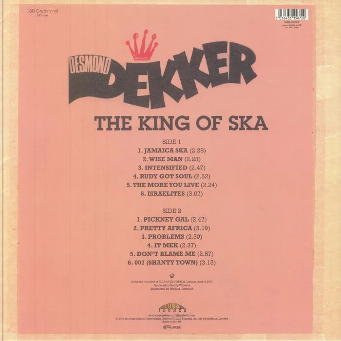 Обратная сторона обложки — Desmond DEKKER — The King Of Ska