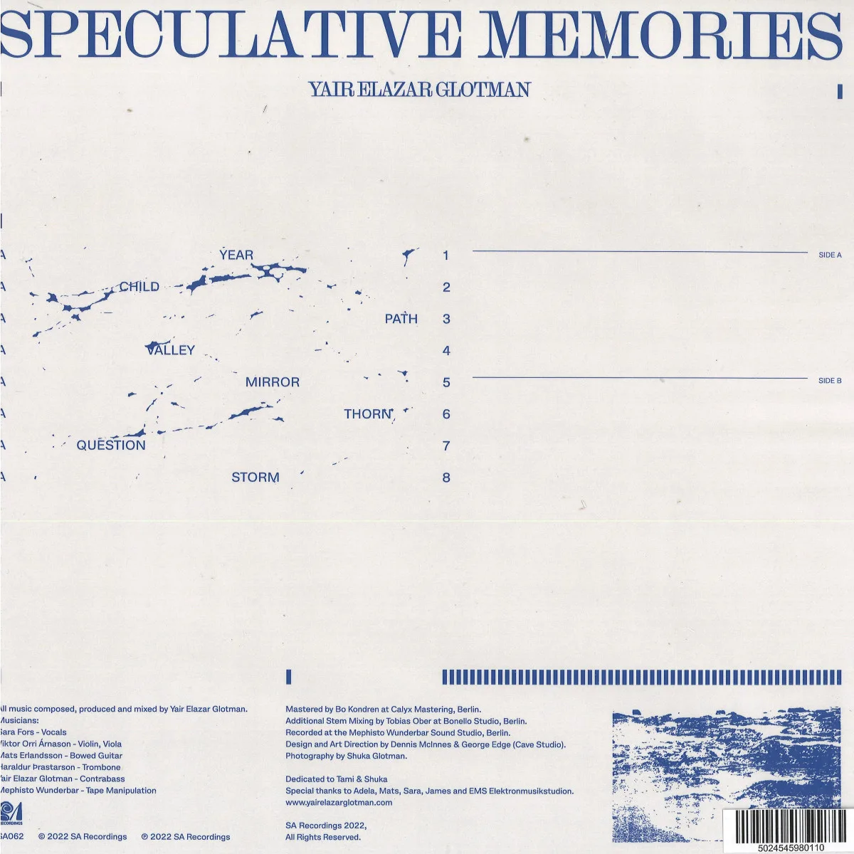 Обратная сторона обложки — Yair Elazar Glotman — Speculative Memories