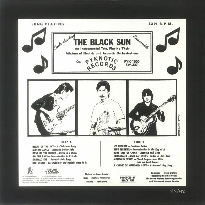 Back cover — BLACK SUN ENSEMBLE — The Black Sun Ensemble
