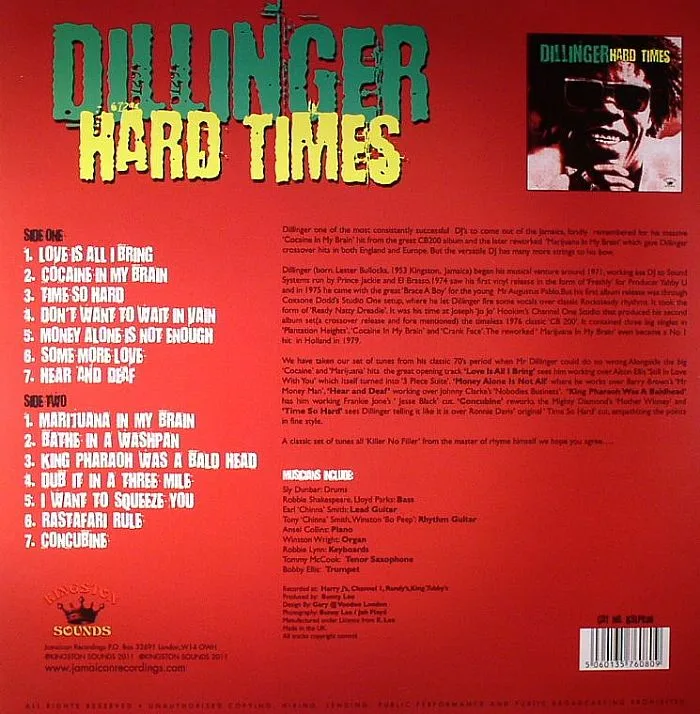 Обратная сторона обложки — DILLINGER — Hard Times