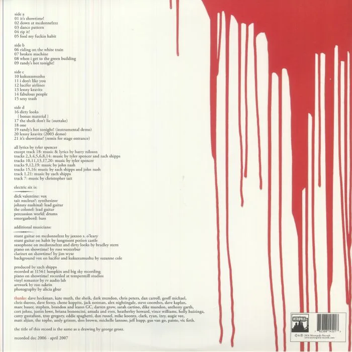Back cover — ELECTRIC SIX — I Shall Exterminate Everything Around Me That Restricts Me From Being The Master (reissue)