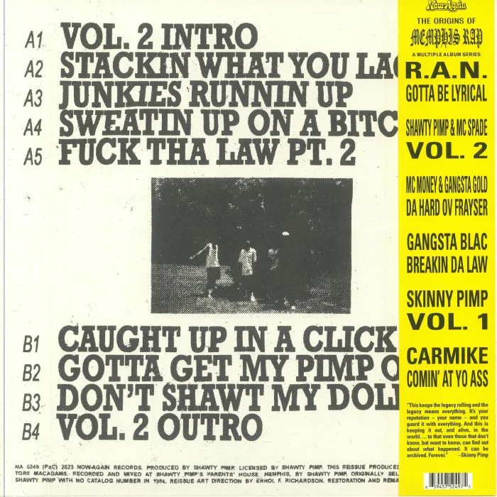 Обратная сторона обложки — SHAWTY PIMP / MC SPADE — Gotta Get My Pimp On Vol 2 (reissue)