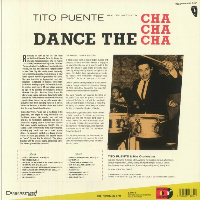 Обратная сторона обложки — Tito PUENTE & HIS ORCHESTRA — Dance The Cha Cha Cha