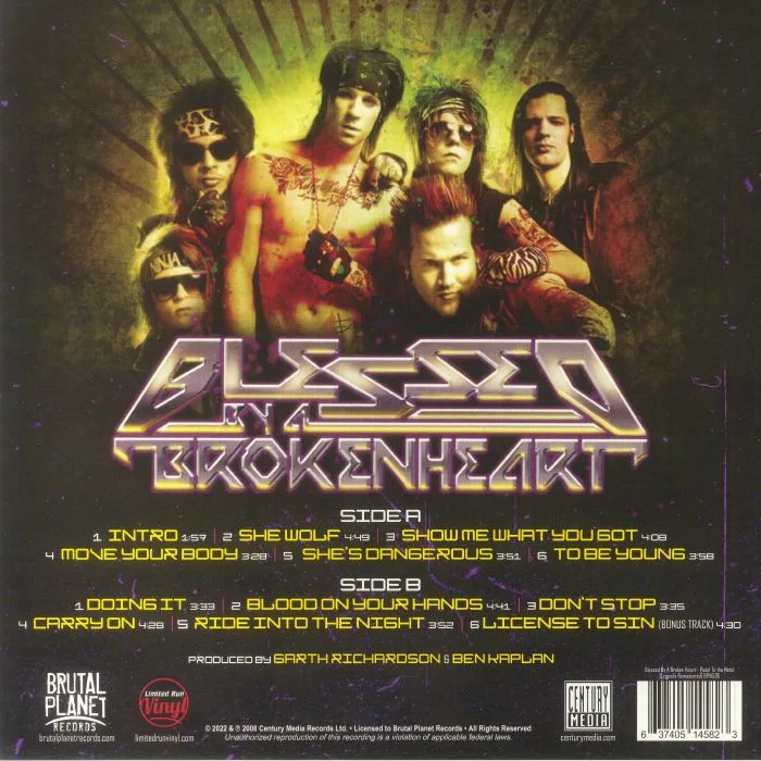 Back cover — BLESSED BY A BROKEN HEART — Pedal To The Metal (remastered)