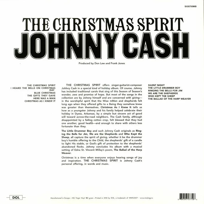 Back cover — Johnny CASH — The Christmas Spirit (reissue)