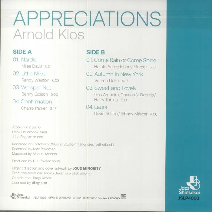 Back cover — Arnold KLOS — Appreciations