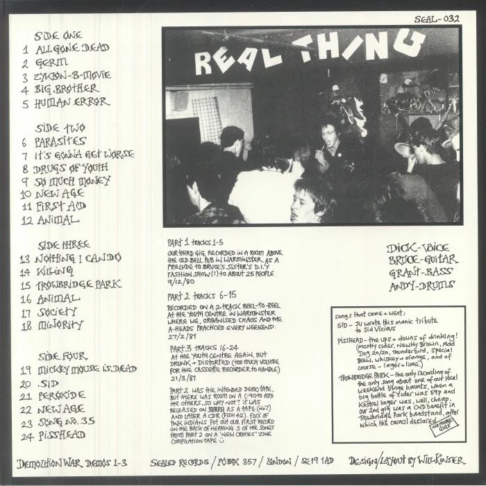 Back cover — SUBHUMANS — Demolition War Demos