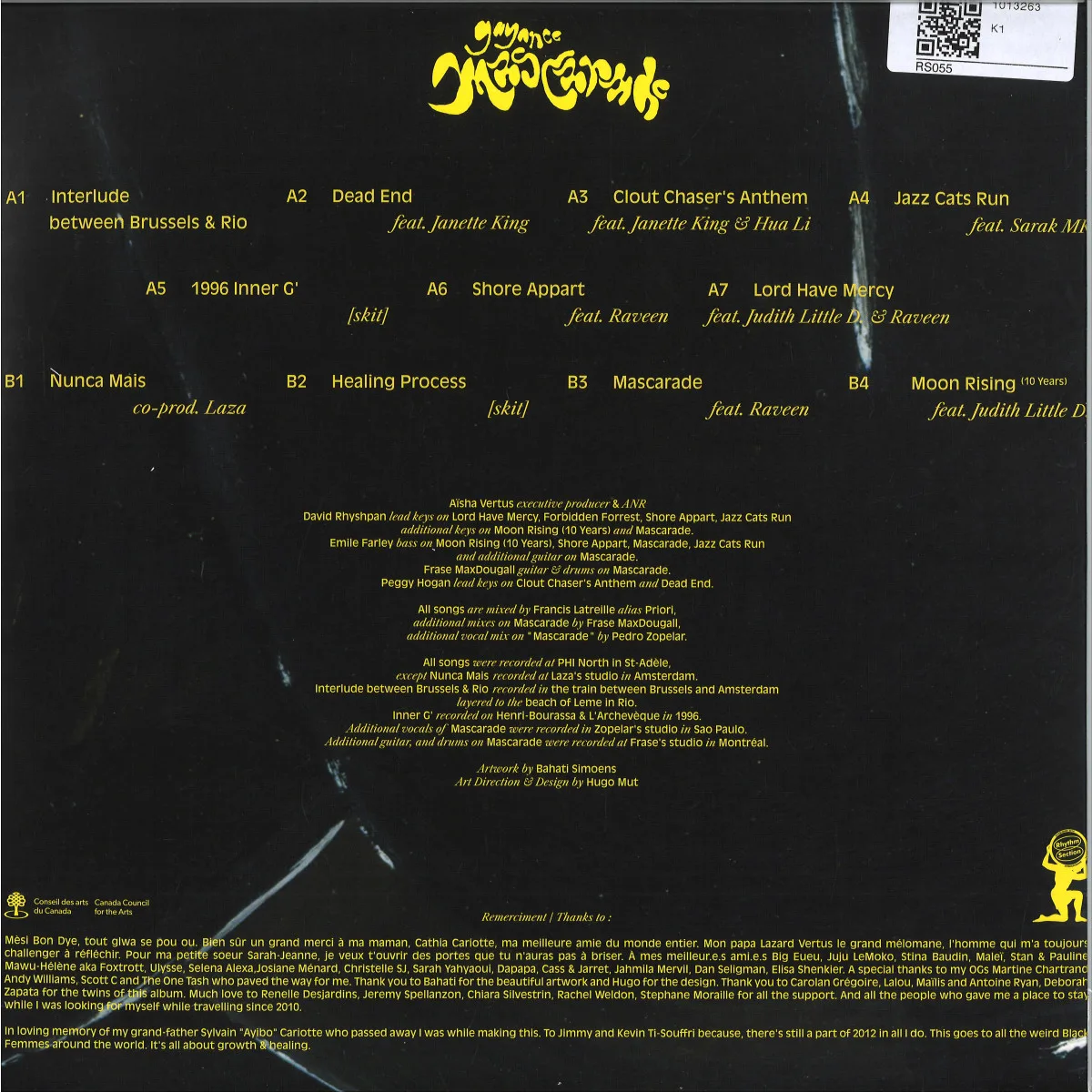 Обратная сторона обложки — Gayance — Mascarade LP