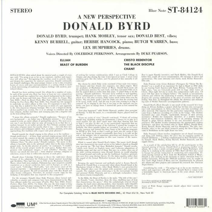 Back cover — Donald BYRD — A New Perspective (Classic Vinyl Series)