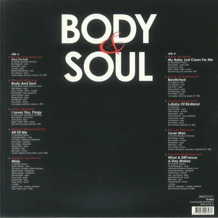 Обратная сторона обложки — VARIOUS — Body & Soul: Legendary Ladies