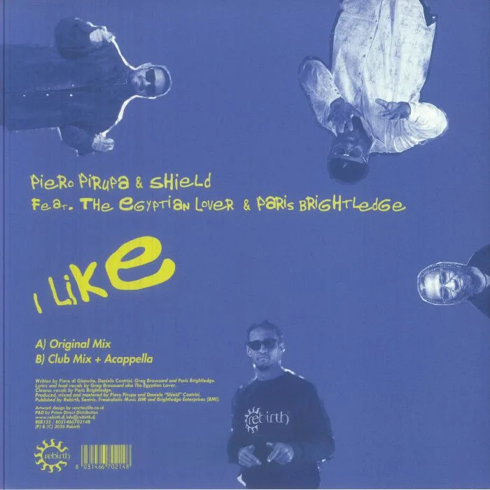 Back cover — Piero PIRUPA / SHIELD feat THE EGYPTIAN LOVER / PARIS BRIGHTLEDGE — I Like