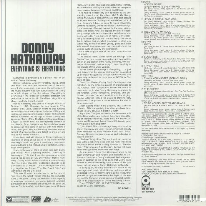 Обратная сторона обложки — Donny HATHAWAY — Everything Is Everything