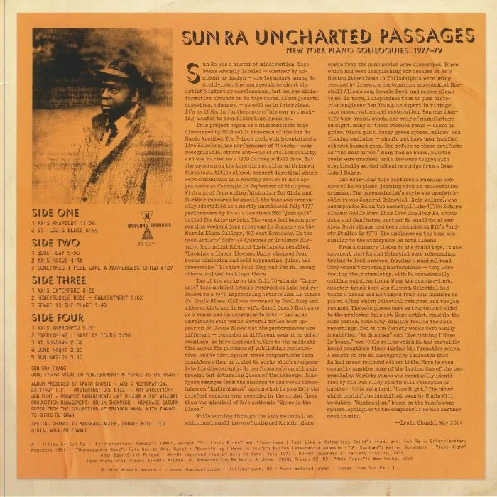 Обратная сторона обложки — SUN RA — Uncharted Passages