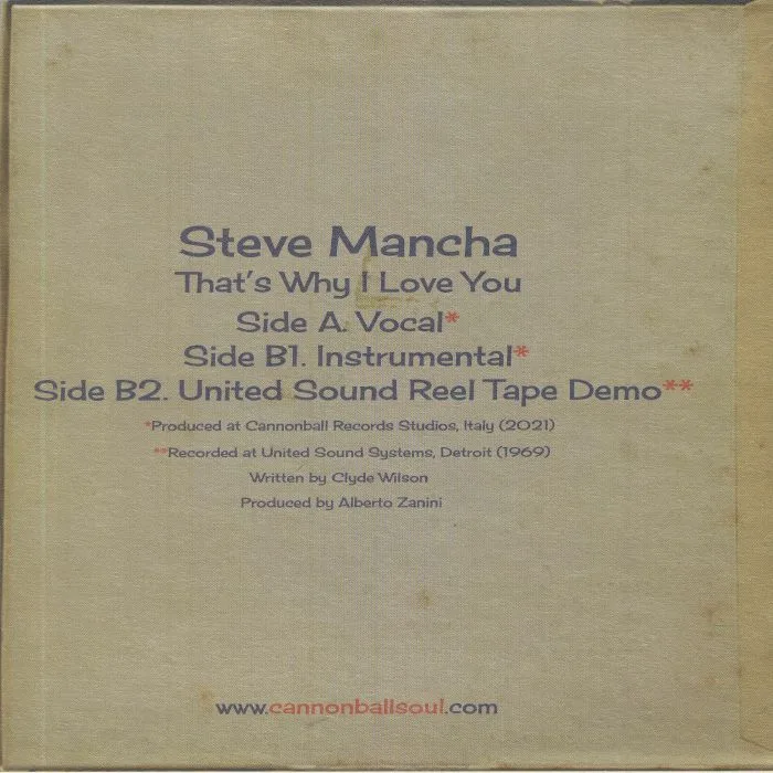 Back cover — STEVE MANCHA — That's Why I Love You