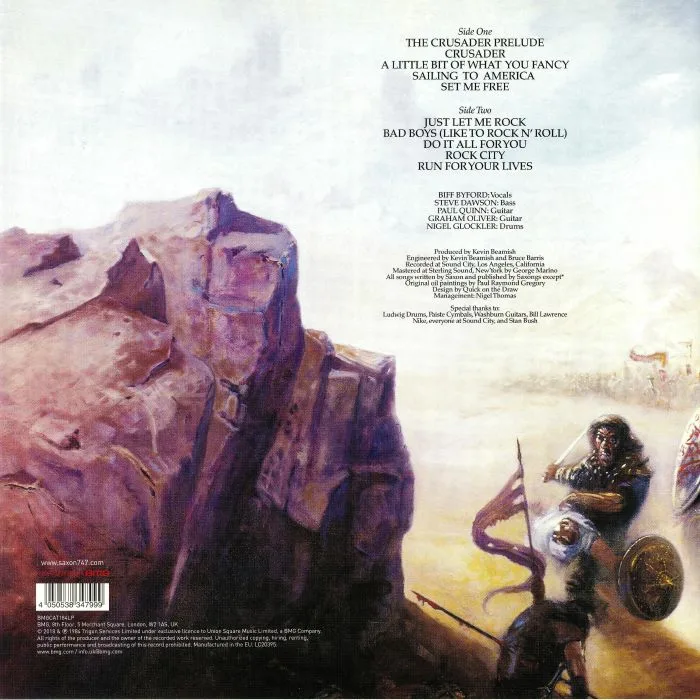 Back cover — SAXON — Crusader (reissue)
