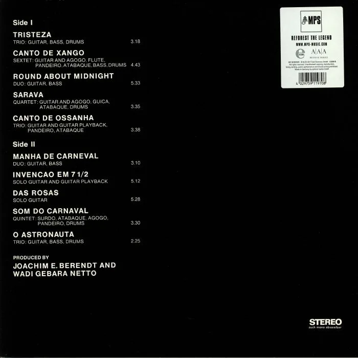 Обратная сторона обложки — Baden POWELL — Tristeza On Guitar (remastered) (reissue)